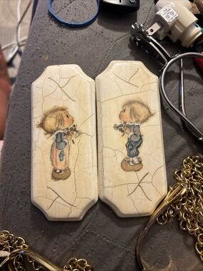 Betsey Clark ceramic plaques. Hallmark inspired. 1974 L.G. Logan made- Set of 2